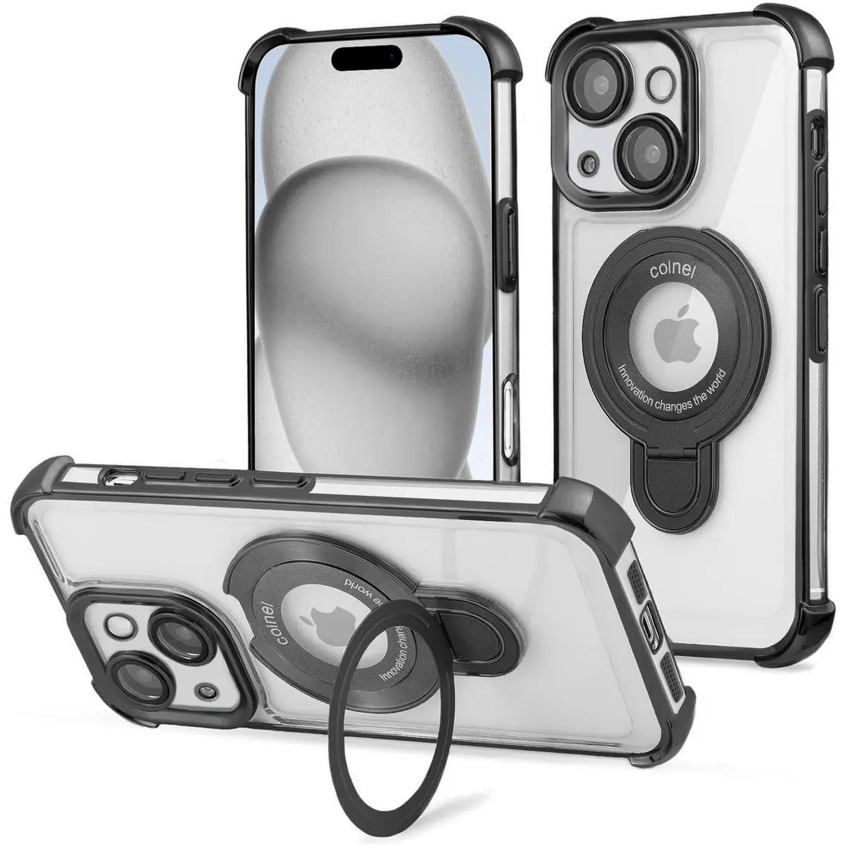 Entronix [Magnetic] Case Compatible with iPhone 15 Plus - [Clear Back] Glossy Gripstand - Entronix