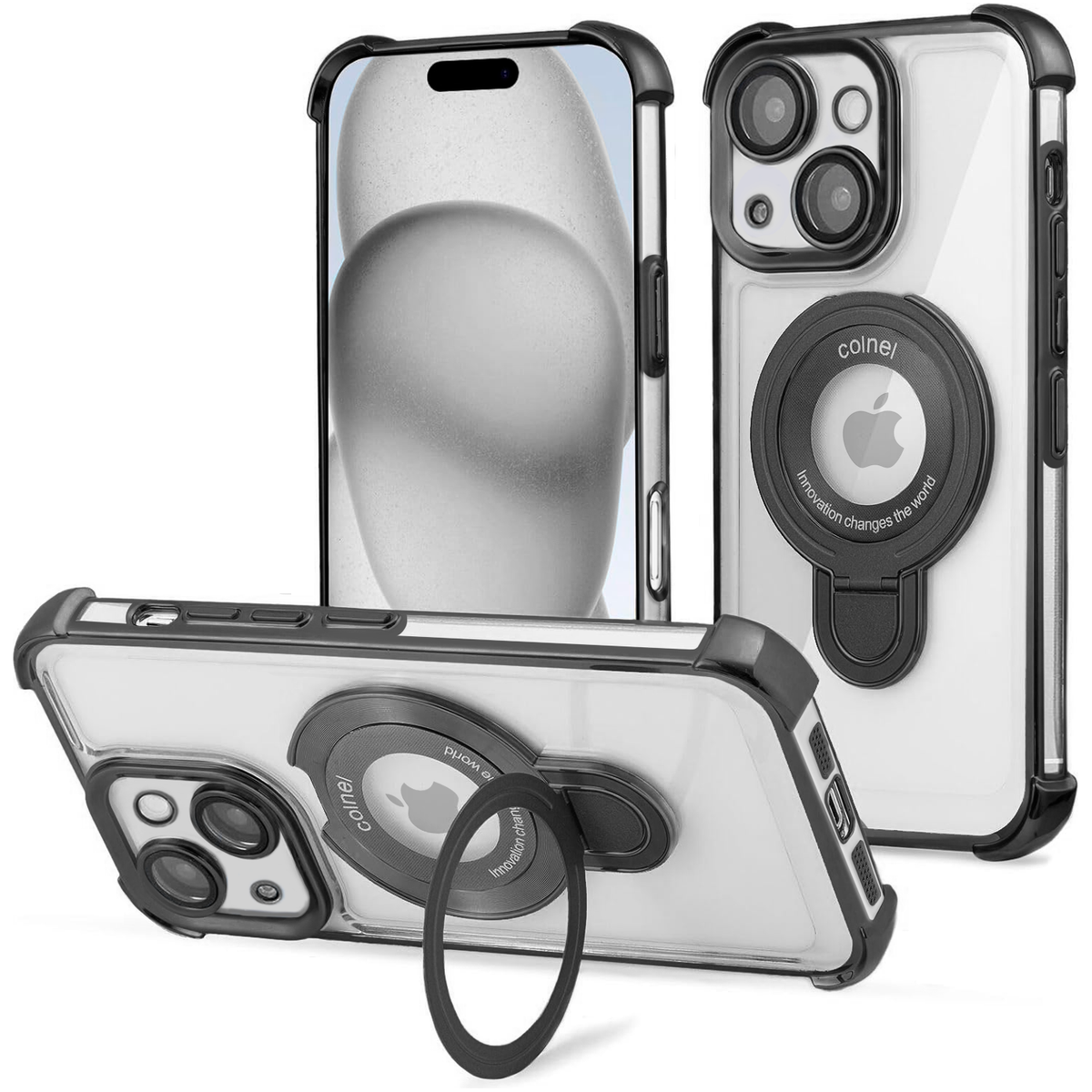 Entronix [Magnetic] Case Compatible with iPhone 14 Plus - [Clear Back] Gloss Gripstand - Entronix