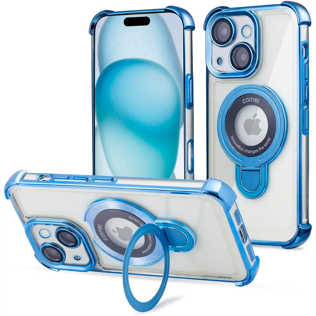 Entronix [Magnetic] Case Compatible with iPhone 15 Plus - [Clear Back] Glossy Gripstand - Entronix