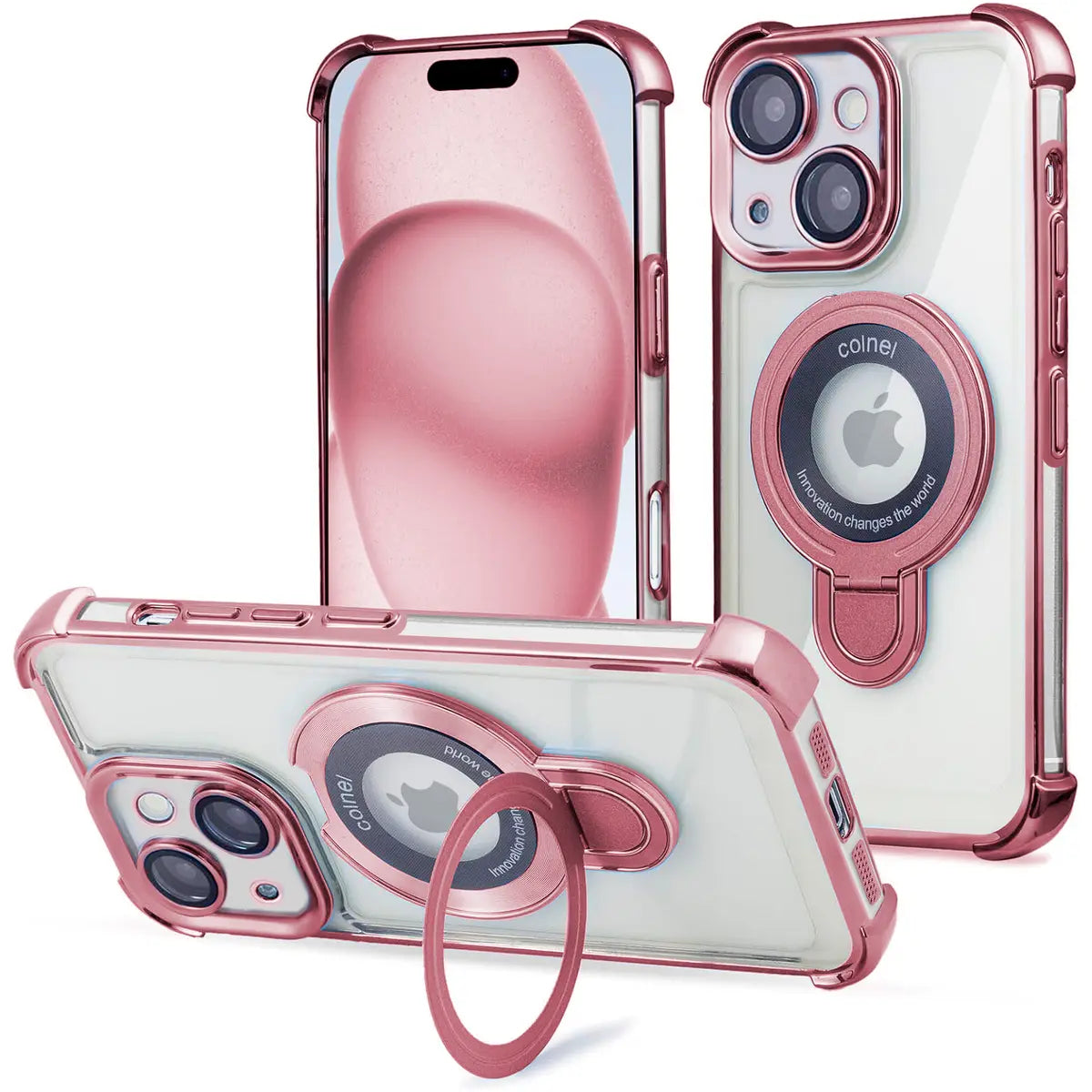 Entronix [Magnetic] Case Compatible with iPhone 15 Plus - [Clear Back] Glossy Gripstand - Entronix