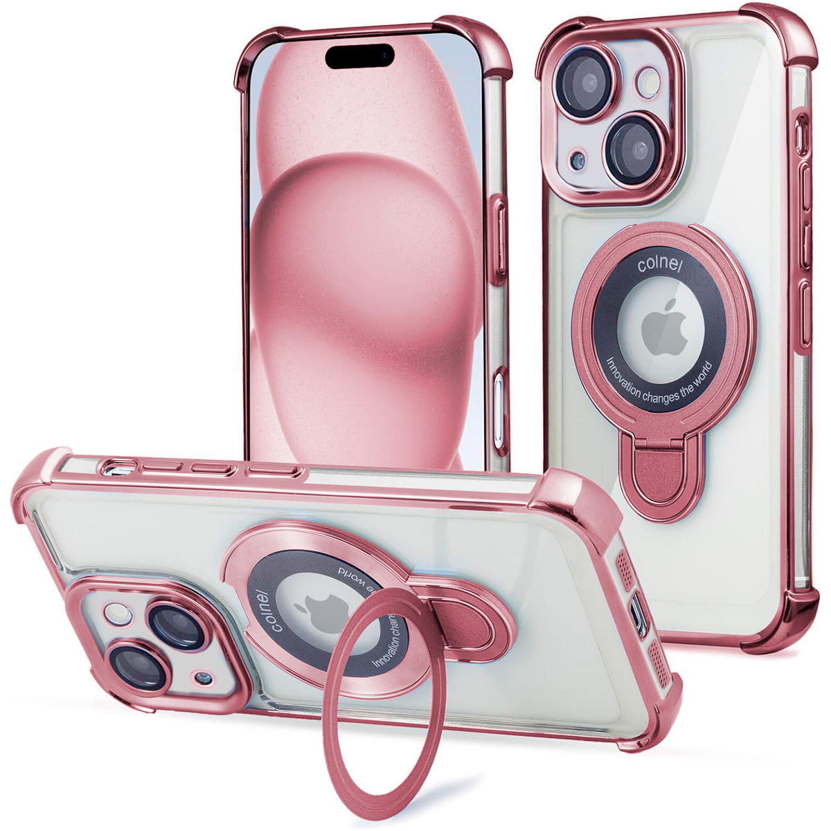 Entronix [Magnetic] Case Compatible with iPhone 14 Plus - [Clear Back] Gloss Gripstand - Entronix