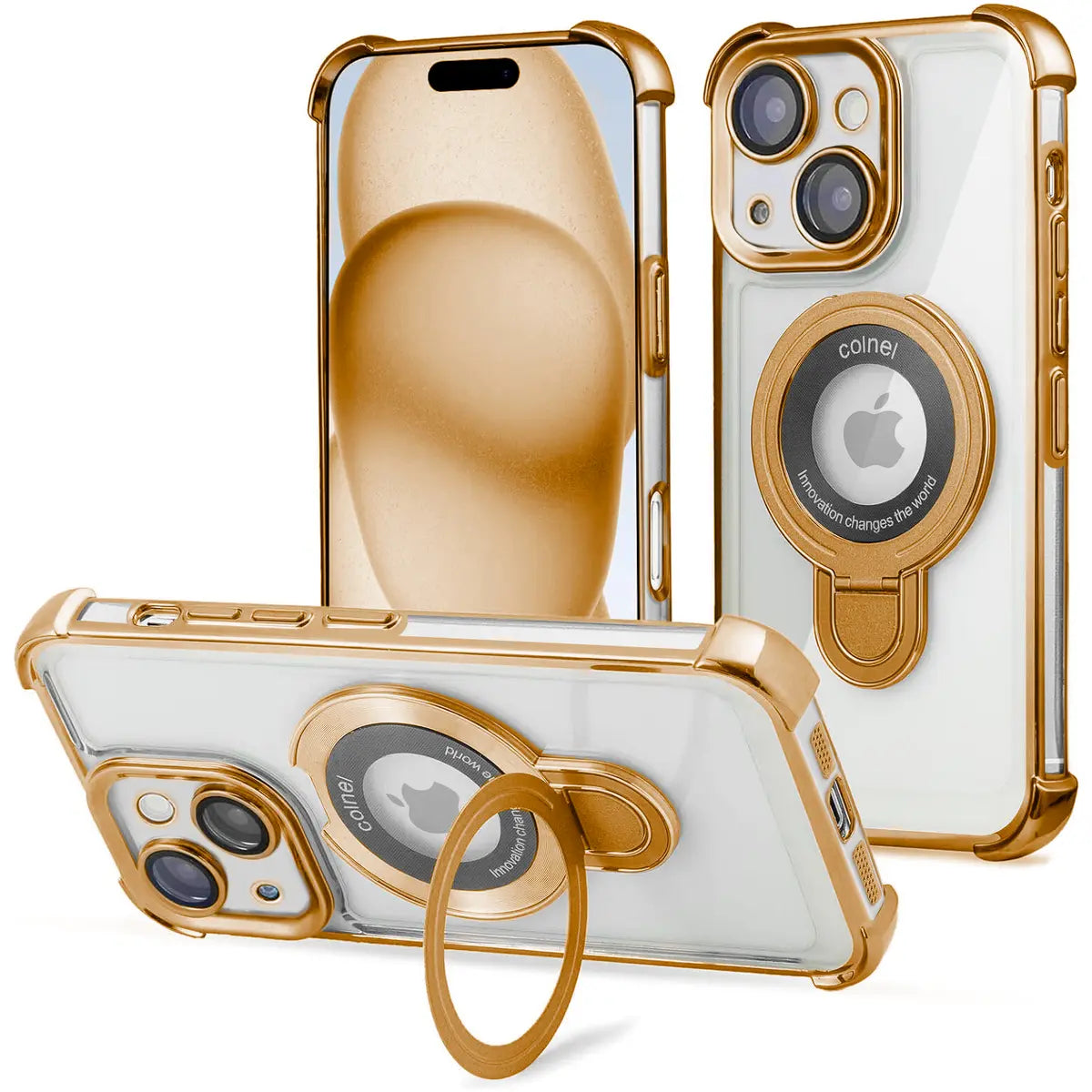 Entronix [Magnetic] Case Compatible with iPhone 15 Plus - [Clear Back] Glossy Gripstand - Entronix