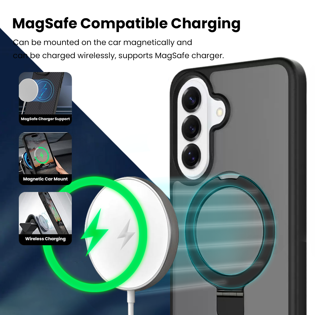 Entronix [Magnetic] Case Compatible with Galaxy A17 - Translucent Frosted Matte Gripstand - Entronix