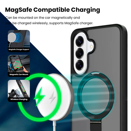 Entronix [Magnetic] Case Compatible with Galaxy A17 - Translucent Frosted Matte Gripstand - Entronix
