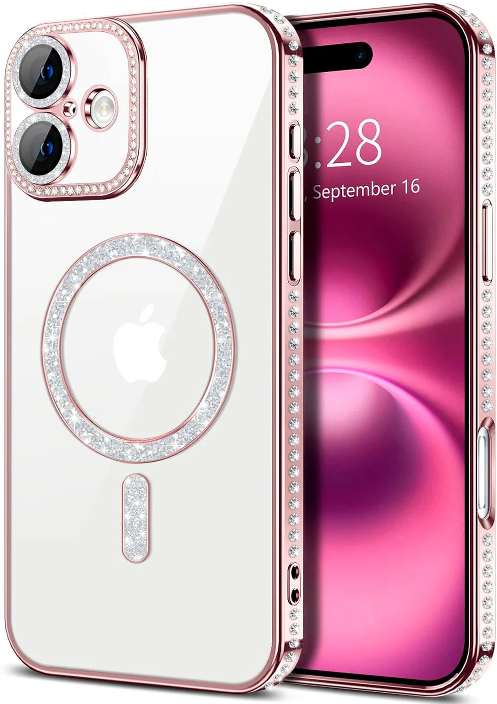 Entronix Apple iPhone 16 Plus [Magnetic-Compatible] Case - Rhinestone DIamonds, - Entro Retail