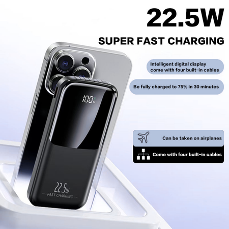 Entronix [3-in-1] Power Bank - 10000 mAh Built-in Cables USB-C/iPhone/Android ENTRONIX