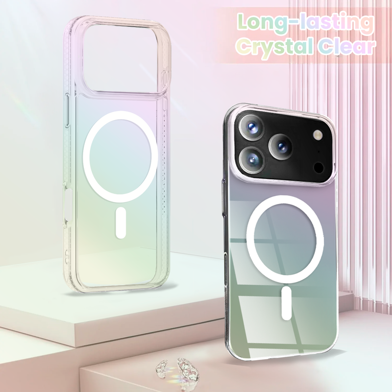 Entronix [Magnetic] Case Compatible with iPhone 17 Pro - Holo Rainbow Clear