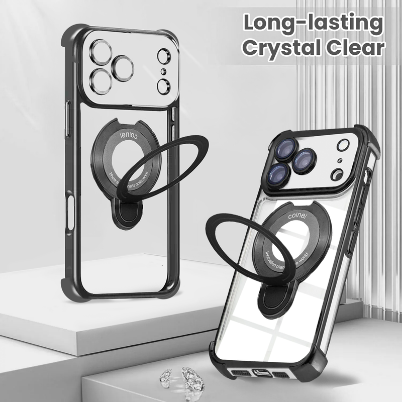 Entronix [Magnetic] Case Compatible with iPhone 17 Pro Max - [Clear Back] Luxury Glossy Gripstand
