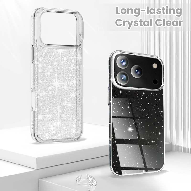 Entronix Bundle Compatible with iPhone 17 Pro - [Hard] Glitter Clear Case & 2 Clear Screen Protectors - Entronix