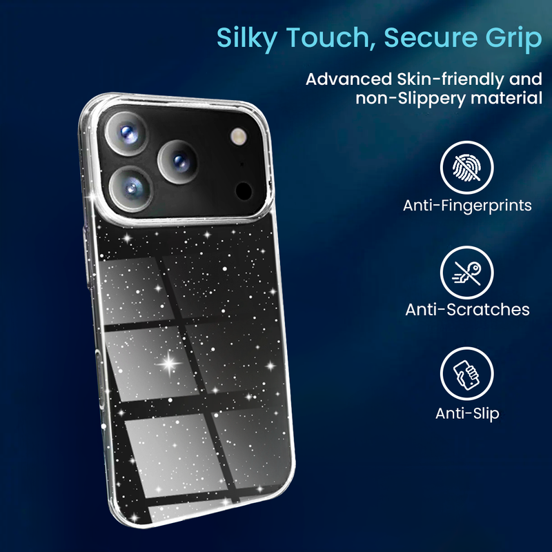 Entronix Bundle Compatible with iPhone 17 Pro - [Hard] Glitter Clear Case & 2 Clear Screen Protectors - Entronix