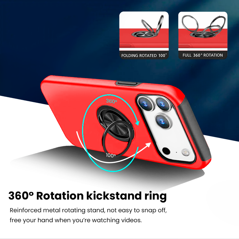 Entronix Case Compatible with iPhone 17 Pro Max - 360º Circular Ring Gripstand