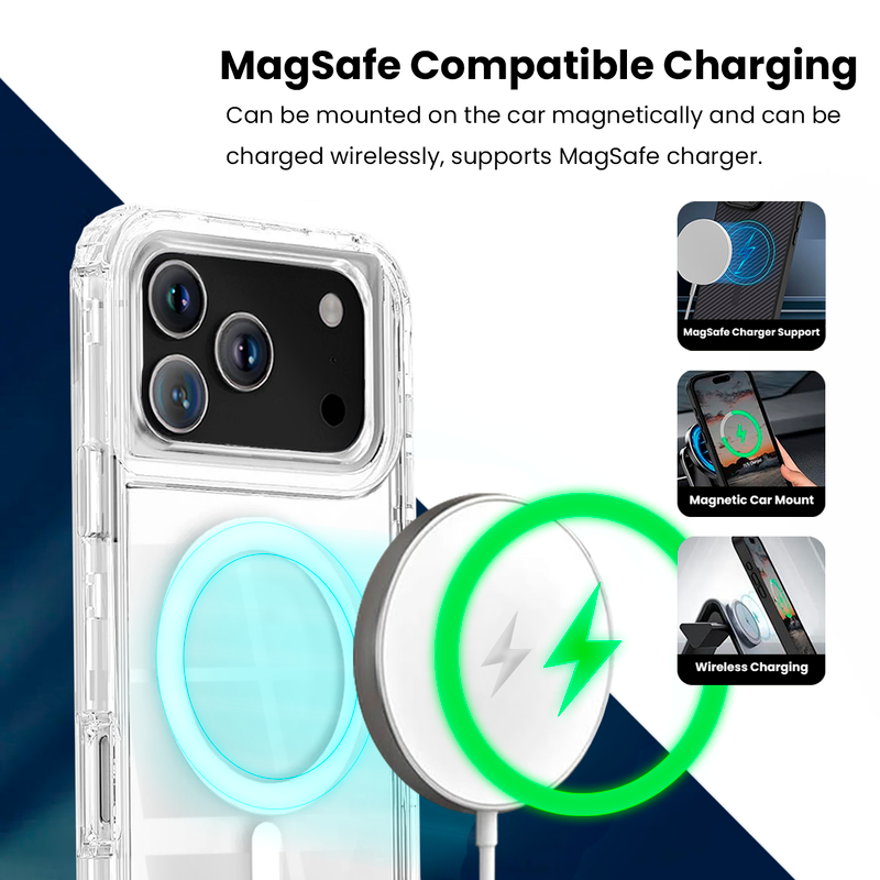 Entronix [Magnetic] Case Compatible with iPhone 17 Pro Max - [Clear] Triple-Layer Heavy Duty Protection