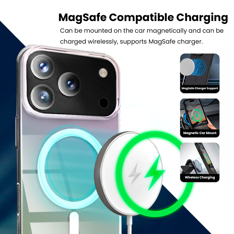 Entronix [Magnetic] Case Compatible with iPhone 17 Pro Max - Holo Rainbow Clear