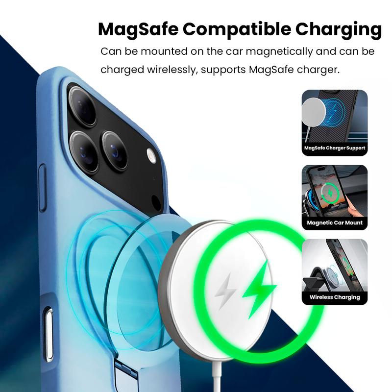 Entronix [Magnetic] Case Compatible with iPhone 17 Pro Max - Soft-Touch Liquid Silicone Gripstand