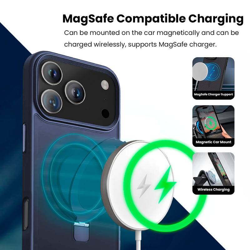 Entronix [Magnetic] Case Compatible with iPhone 17 Pro Max - Translucent Frosted Matte Gripstand