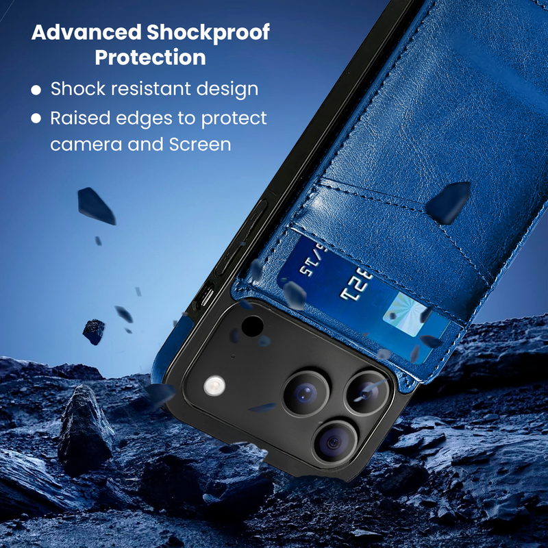 Entronix Case Compatible with iPhone 17 Pro Max - [6 Slot Card Holder] Slim Leather Wallet - Entronix