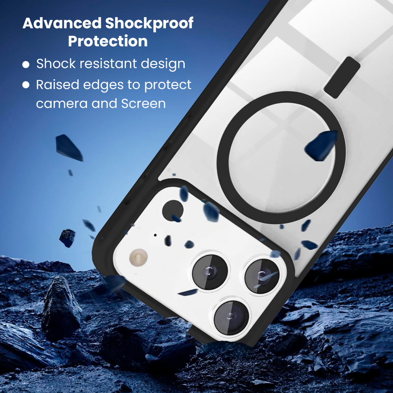 Entronix [Magnetic] Case Compatible with iPhone 17 Pro Max - [Clear Back] Soft Matte Frame