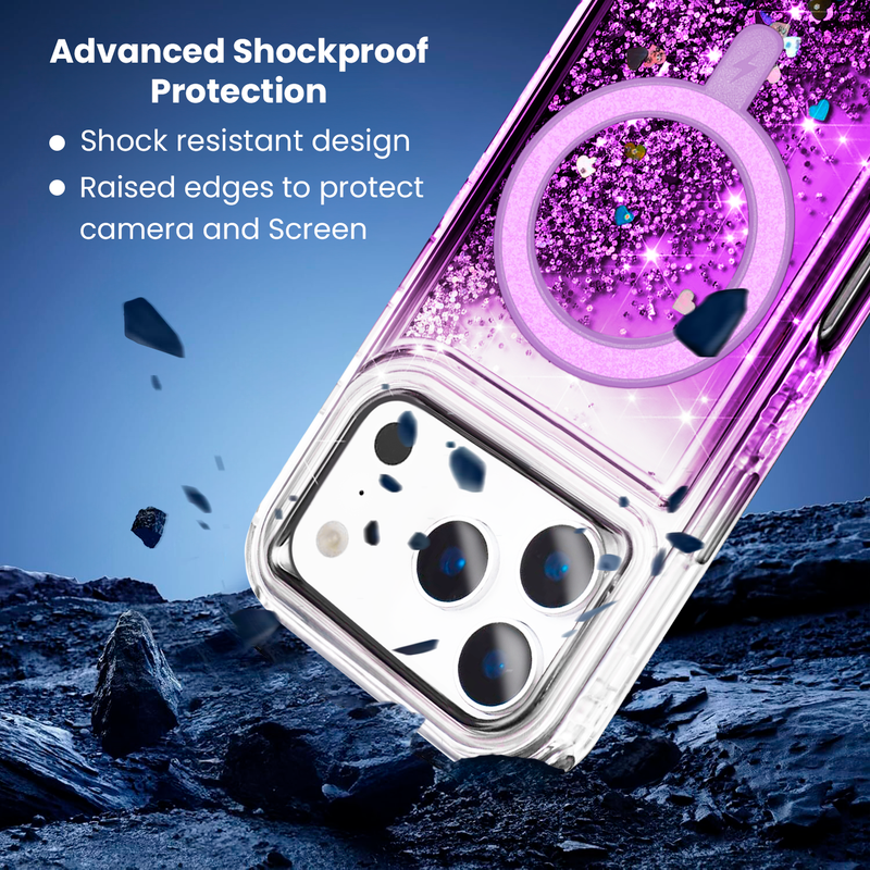Entronix [Mangetic] Case Compatible with iPhone 17 Pro Max - Liquid Glitter Triple-Layer Heavy Duty Protection