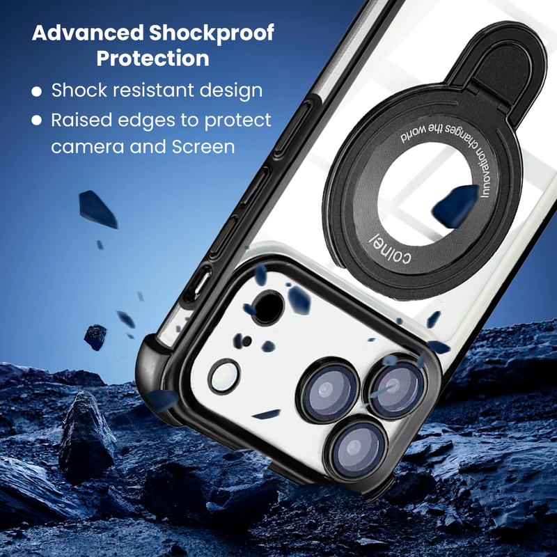 Entronix [Magnetic] Case Compatible with iPhone 17 Pro - [Clear Back] Luxury Glossy Gripstand