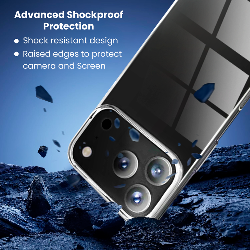 Entronix Bundle Compatible with iPhone 17 Pro - [Hard] Clear Case, 1 Clear Screen Protector & 1 Camera Lens Protector - Entronix