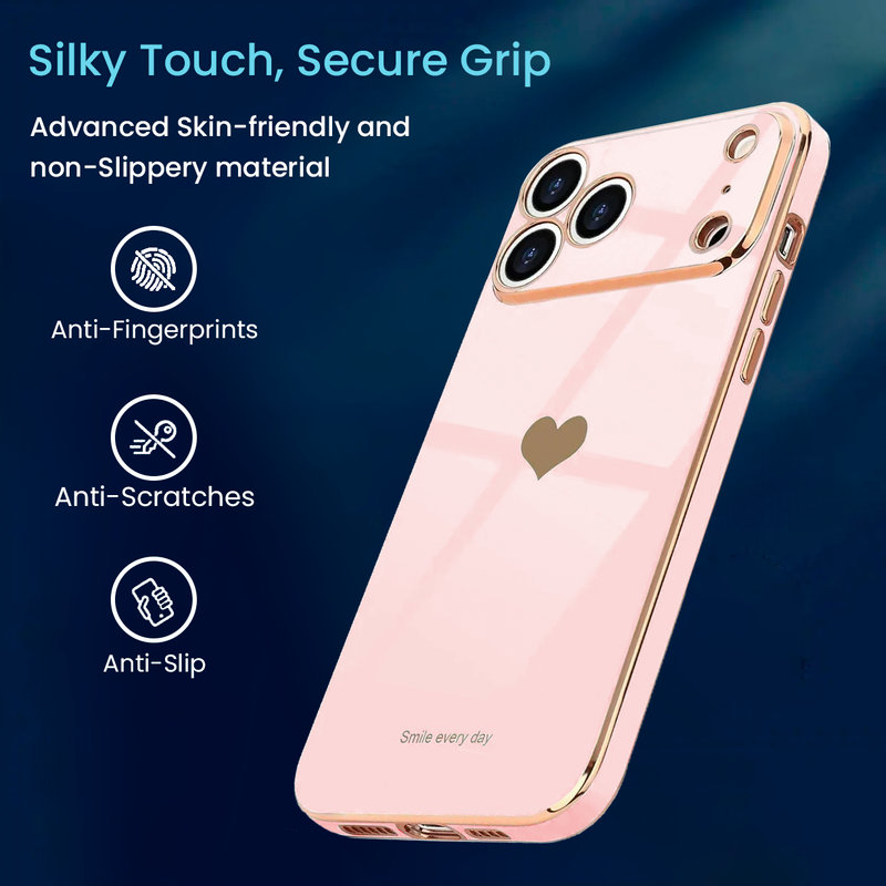 Entronix Case Compatible with iPhone 17 Pro - [Flexible] Luxury Glossy Heart - Entronix
