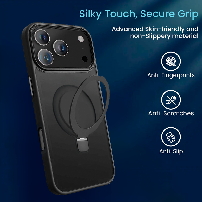 Entronix Bundle Compatible with iPhone 17 Pro - [Magnetic] Translucent Matte Gripstand Case, 1 Clear Screen Protector & 1 Camera Lens Protector