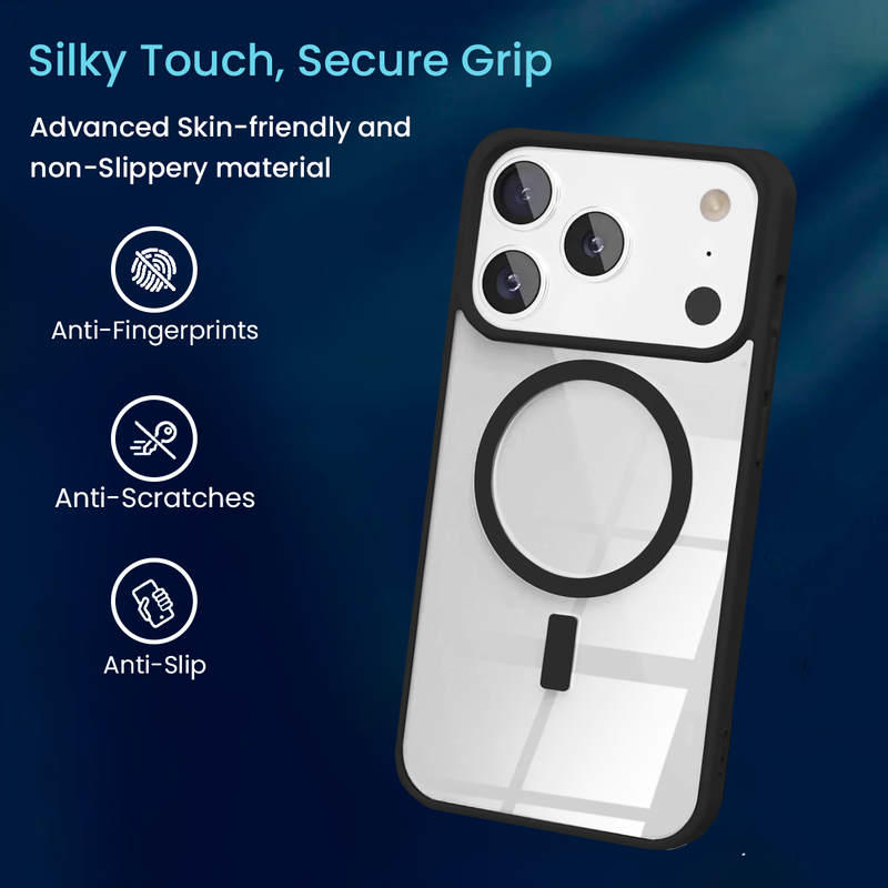 Entronix [Magnetic] Case Compatible with iPhone 17 Pro Max - [Clear Back] Soft Matte Frame