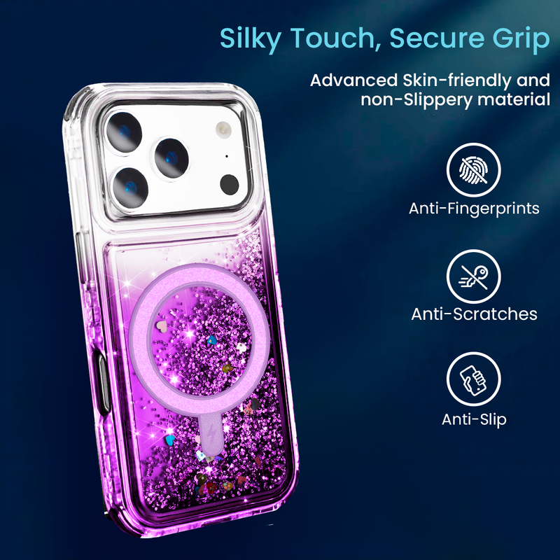 Entronix [Mangetic] Case Compatible with iPhone 17 Pro Max - Liquid Glitter Triple-Layer Heavy Duty Protection