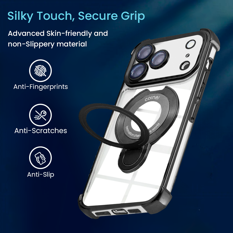 Entronix [Magnetic] Case Compatible with iPhone 17 Pro Max - [Clear Back] Luxury Glossy Gripstand