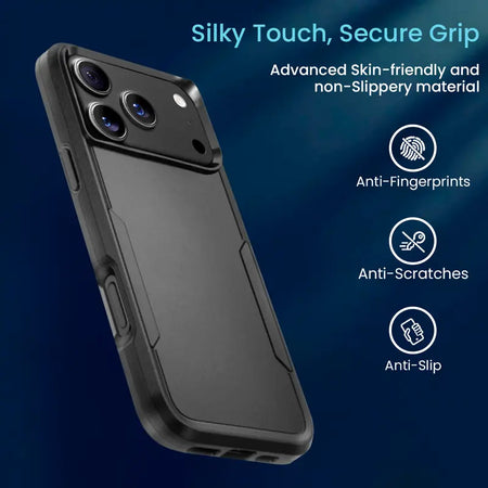 Entronix Bundle Compatible with iPhone 17 Pro - Soft-Touch Dual-Layer Case & 2 Clear Screen Protector - Entronix