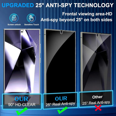 Entronix Samsung Galaxy S25 Privacy Screen Protector & Camera Lens Protector - 4 Piece Combo - Entronix
