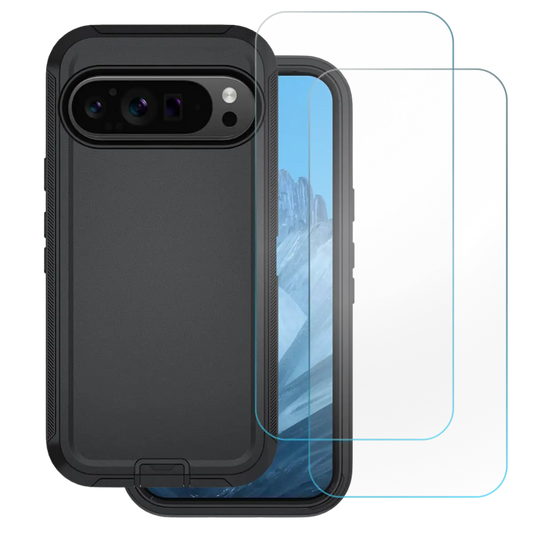 Entronix Bundle Compatible with Pixel 9 - Heavy Duty Case & 2 Clear Screen Protectors - Entronix