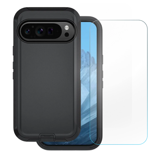 Entronix Bundle Compatible with Pixel 9 Pro XL - Heavy Duty Case & 1 Clear Screen Protector - Entronix