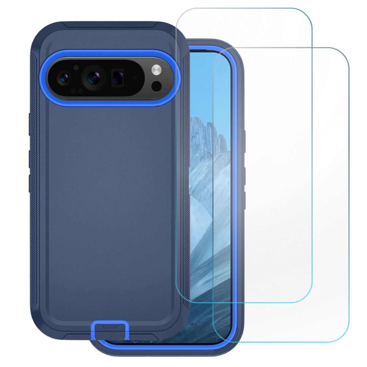 Entronix Bundle Compatible with Pixel 9 Pro XL - Heavy Duty Case & 2 Clear Screen Protectors
