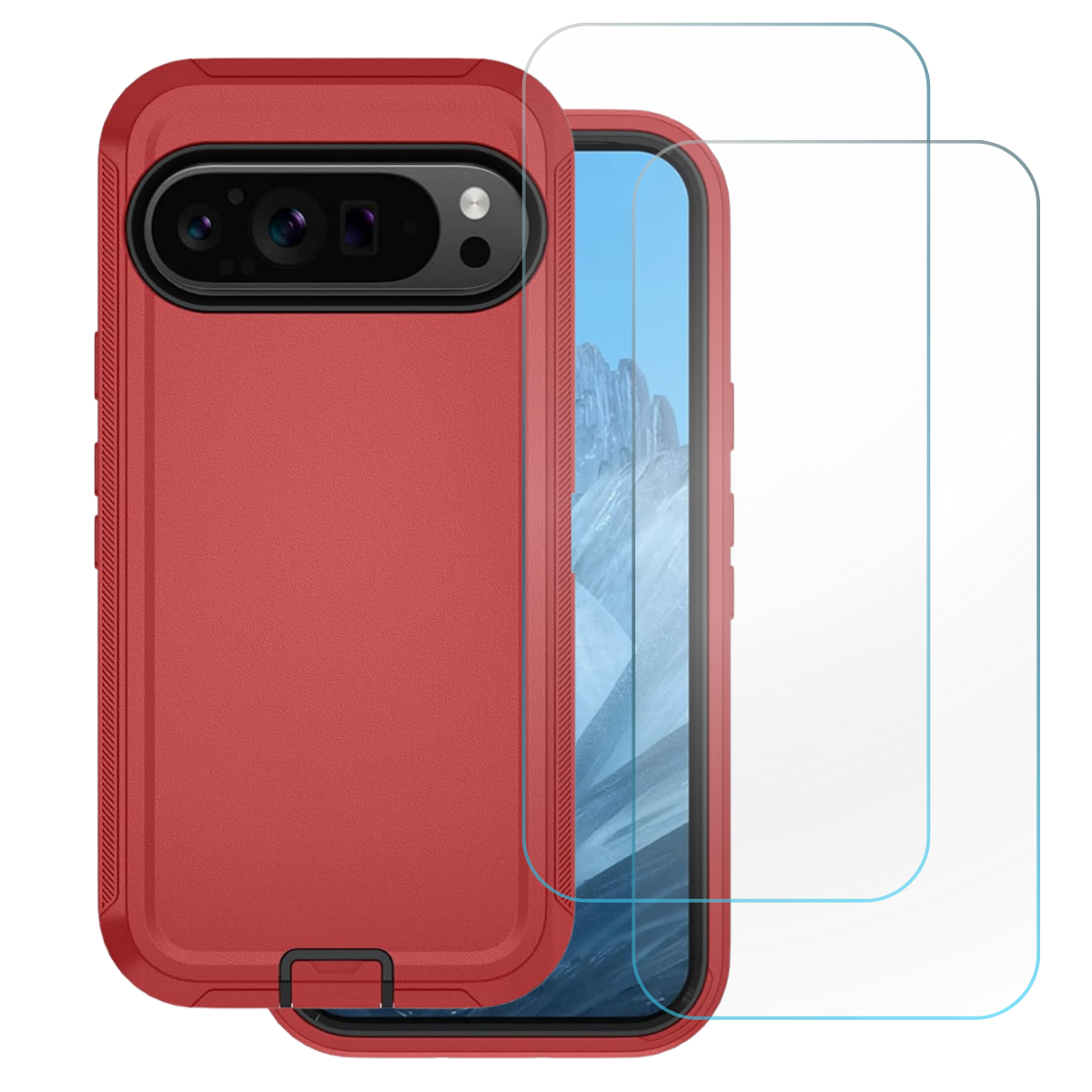 Entronix Bundle Compatible with Pixel 9 Pro XL - Heavy Duty Case & 2 Clear Screen Protectors