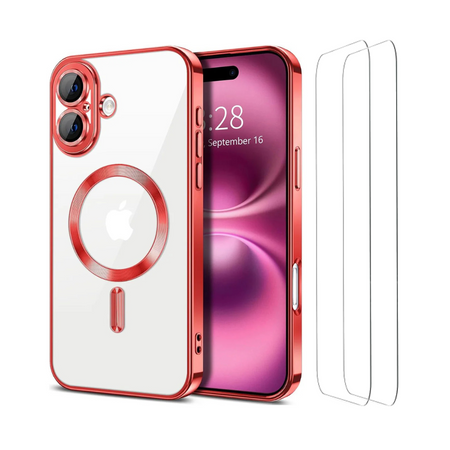 Entronix Apple iPhone 16 Plus [Magnetic-Compatible] Clear Shiny Case & 2 Tempered Glass Screen Protectors - Entronix