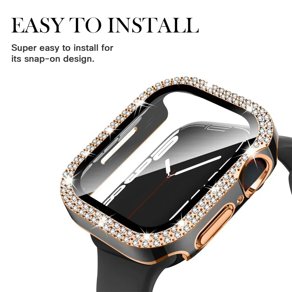 Entronix Apple Watch Series 9/8/7, 45mm Case - Built-In Screen Protector & Rhinestone Diamonds, - Entronix