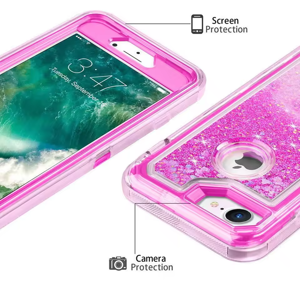 Entronix Apple iPhone 8/7/SE Case - Triple Layer Protection Sparkles, - Entronix