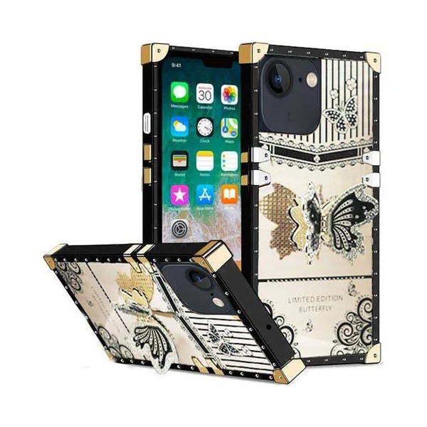 Entronix Case Compatible with iPhone 16E - [Rectangular] Luxury Butterfly Grip Stand
