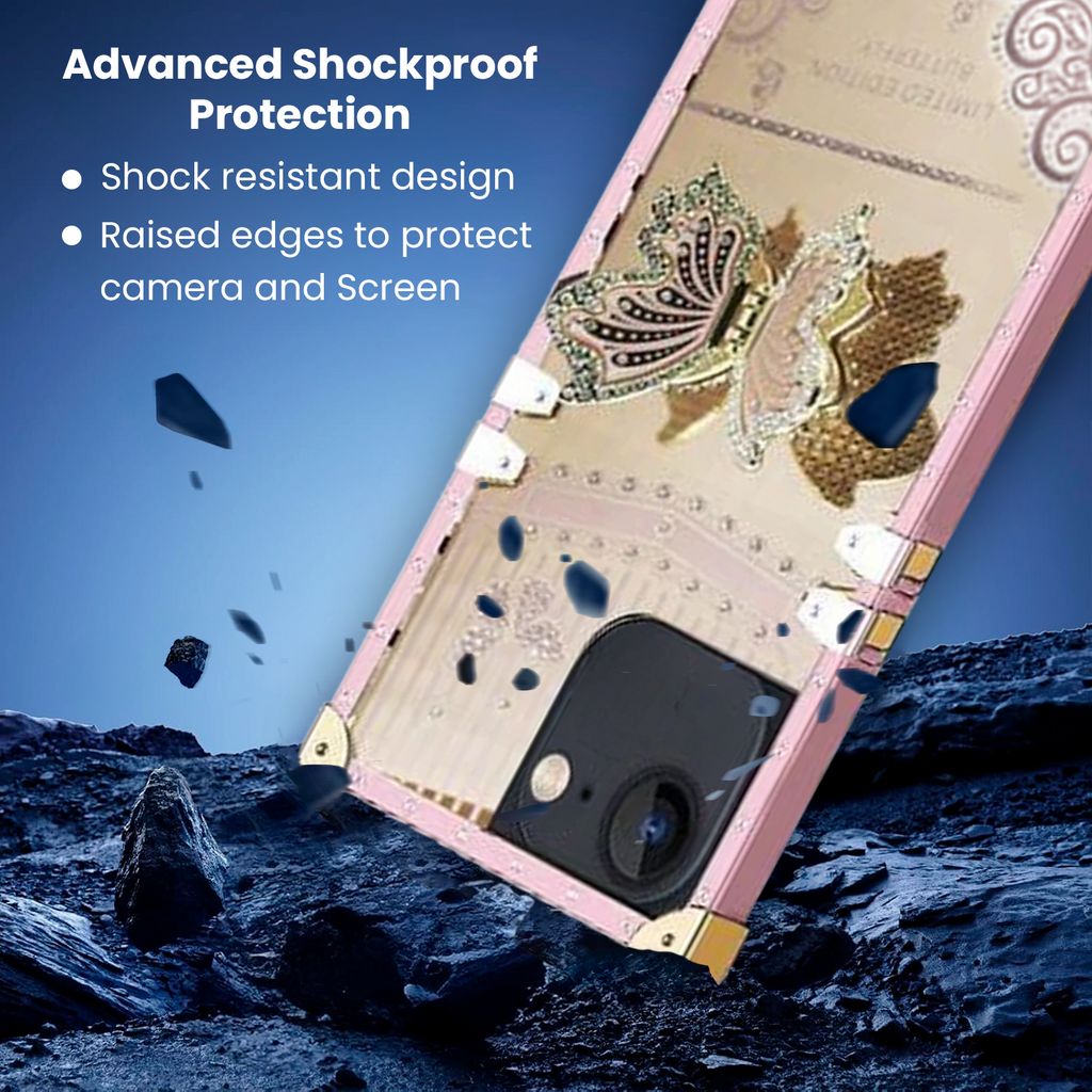 Entronix Case Compatible with iPhone 16E - [Rectangular] Luxury Butterfly Grip Stand