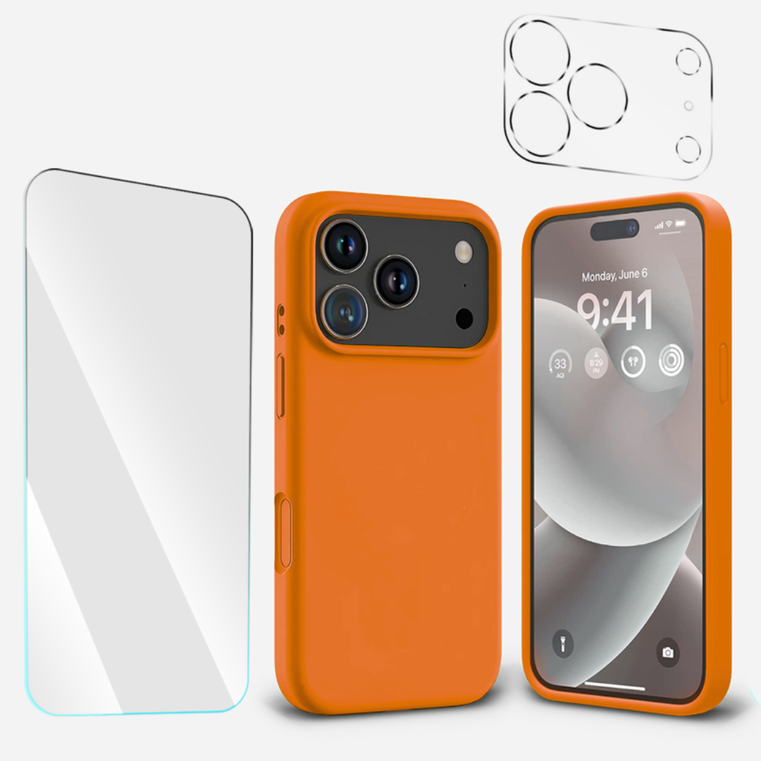 Entronix Bundle Compatible with iPhone 17 Pro Max - Liquid Silicone Case, 1 Clear Screen Protector & 1 Camera Lens Protector - Entronix
