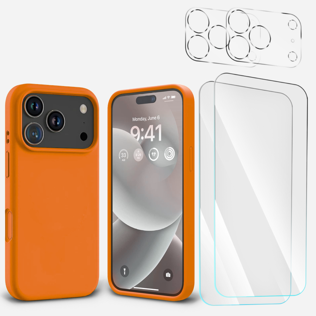 Entronix Bundle Compatible with iPhone 17 Pro Max - Liquid Silicone Case, 2 Clear Screen Protectors & 2 Camera Lens Protectors - Entronix