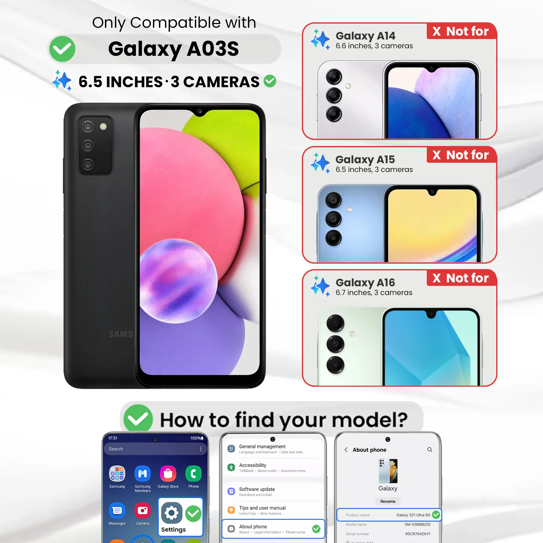 Entronix Anti-Spy Privacy Screen Protector Compatible with Galaxy A03s - 3-Piece Combo
