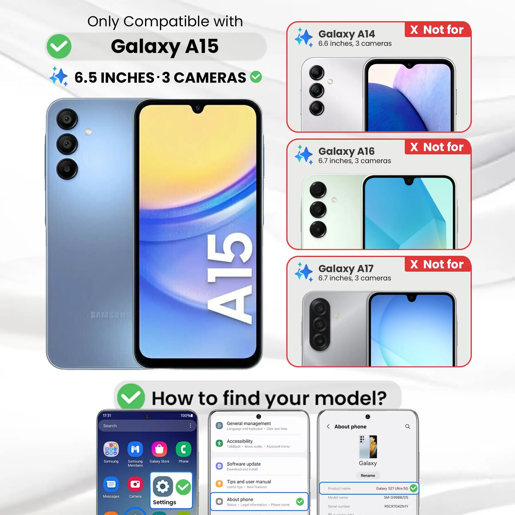 Entronix Case Compatible with Galaxy A15 - [Hard Back] Clear Cover