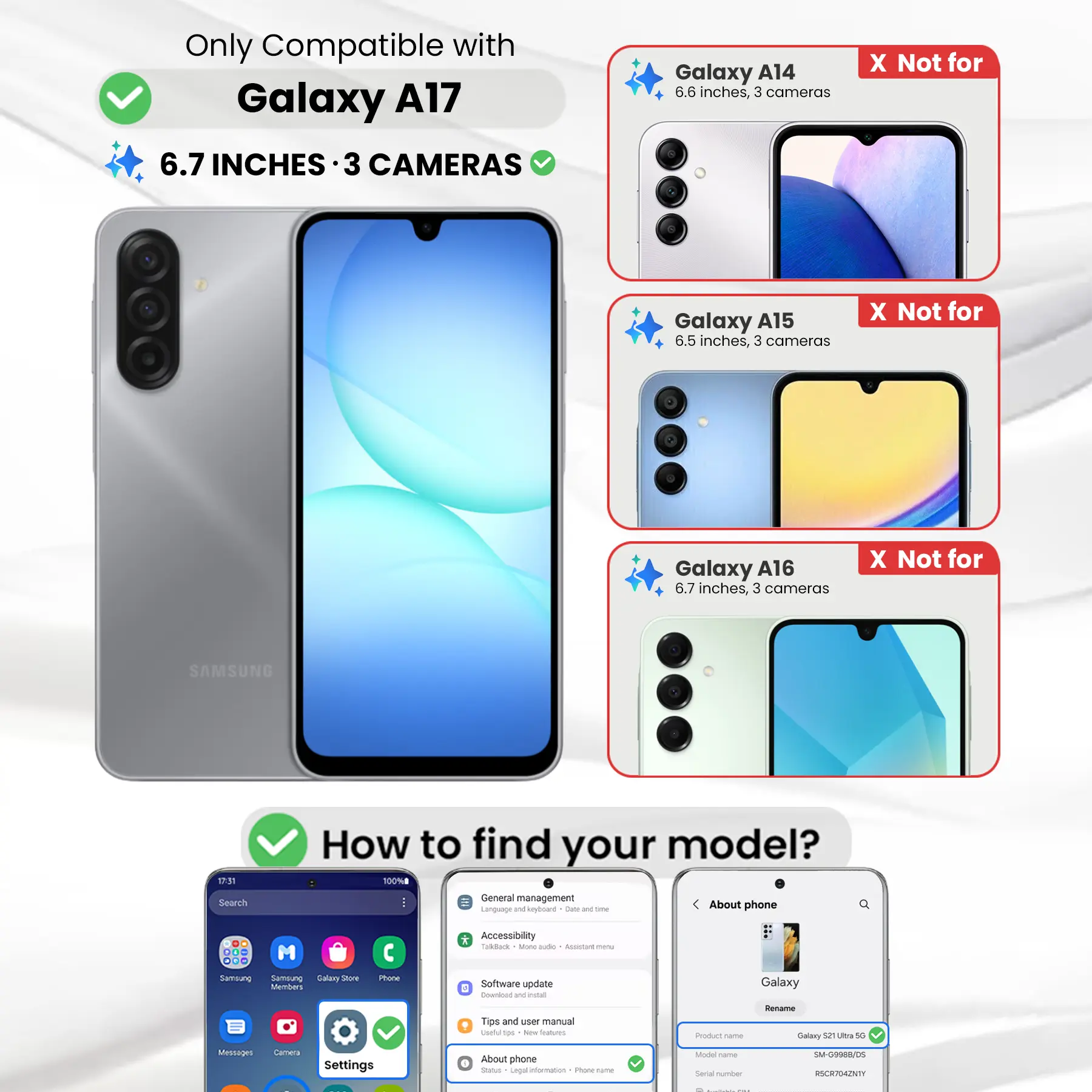 Entronix Case Compatible with Galaxy A17 - [Hard Back] Clear Cover