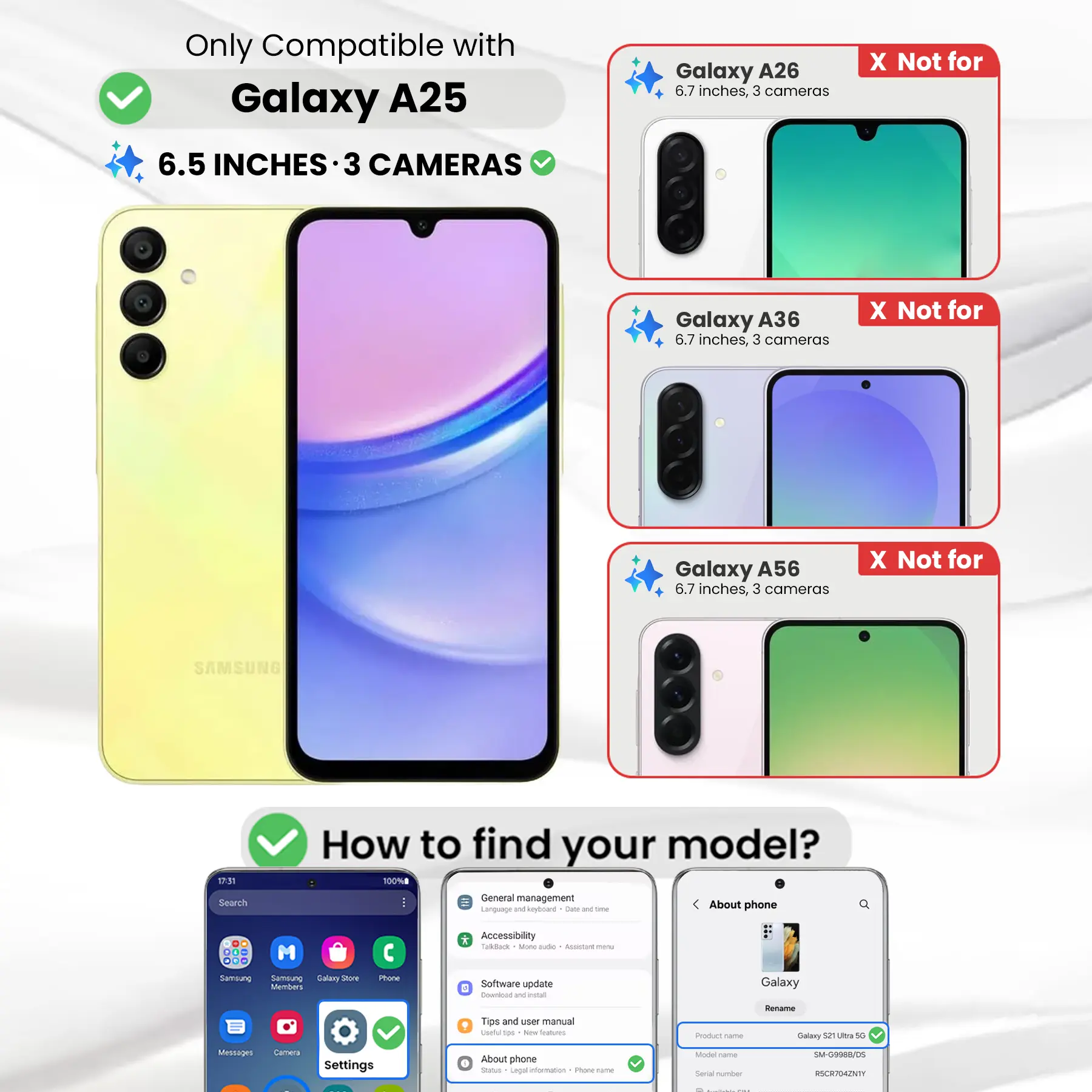 Entronix Case Compatible with Galaxy A25 - [Hard Back] Clear Cover