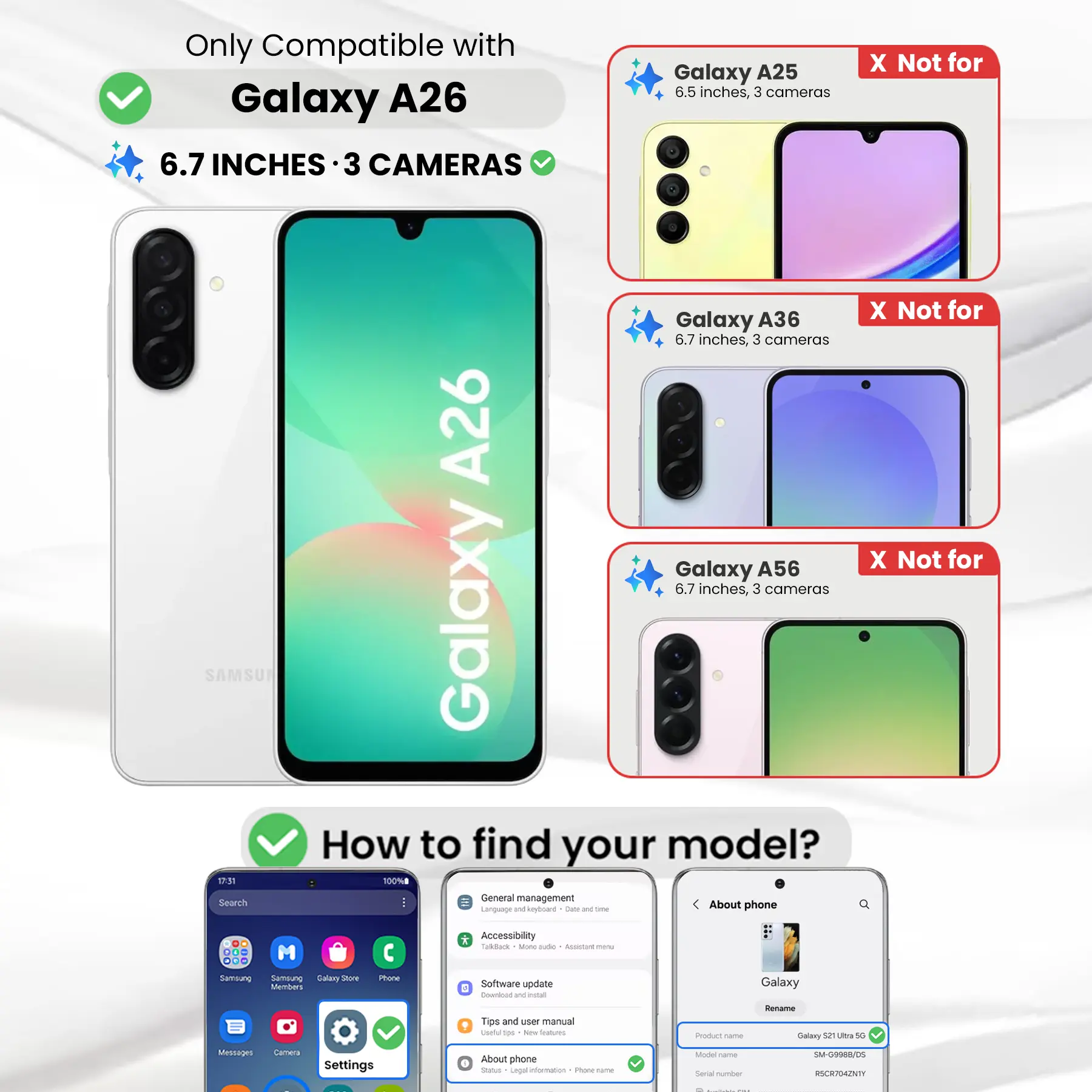 Entronix Case Compatible with Galaxy A26 - [Hard Back] Clear Cover