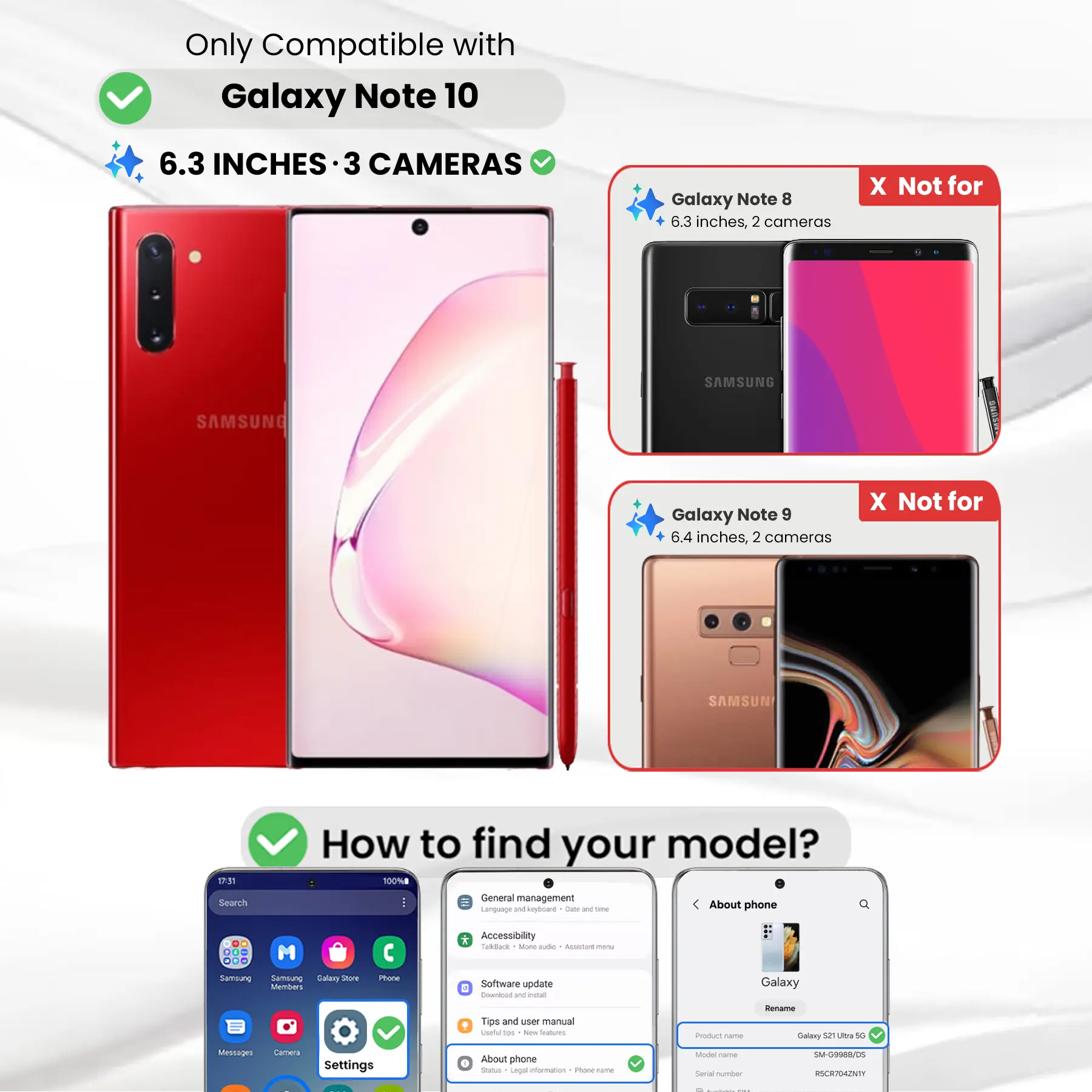 Entronix Case Compatible with Galaxy Note 10 - Triple-Layer Heavy Duty Protection