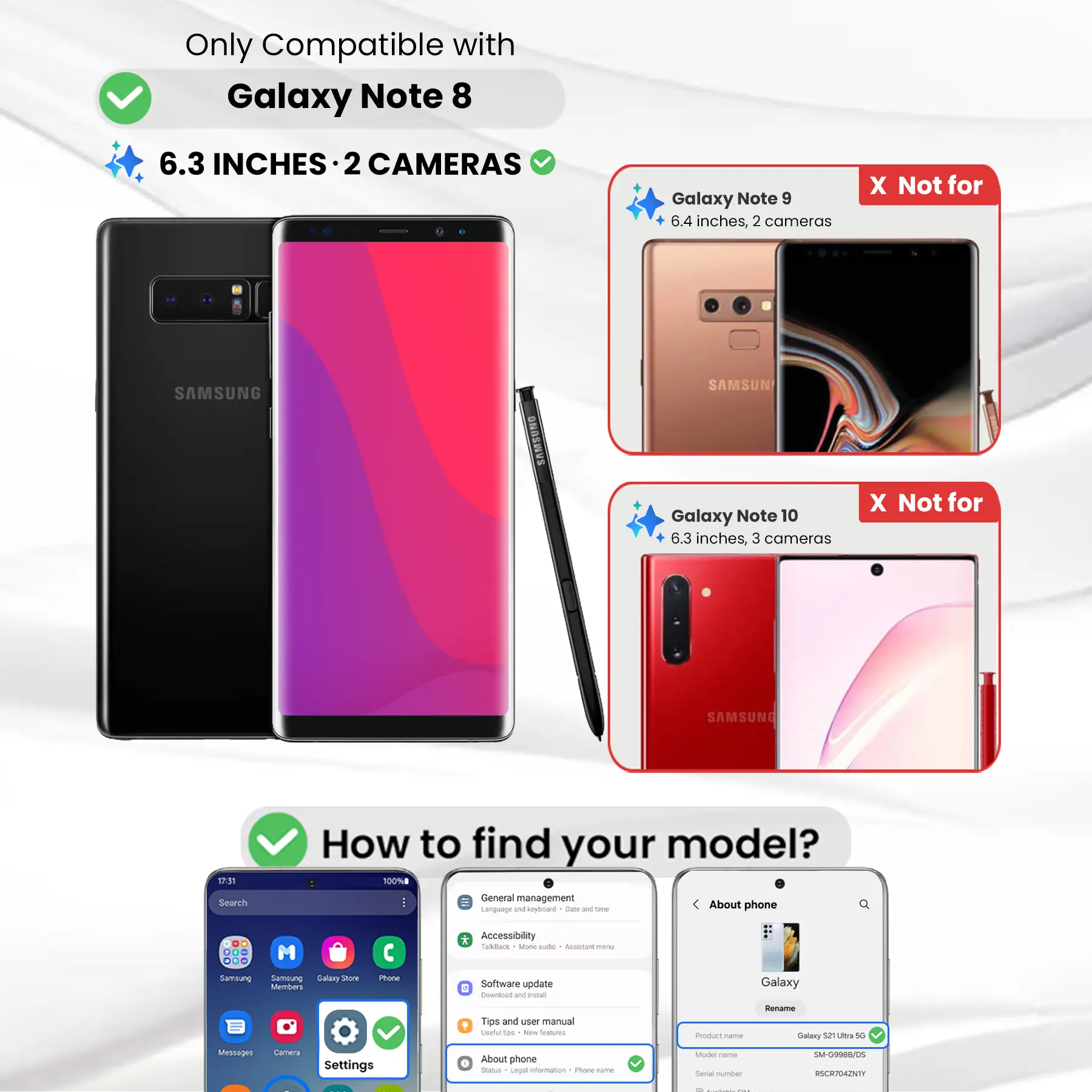 Entronix Clear Screen Protector Compatible with Galaxy Note 8 - 2-Piece Combo