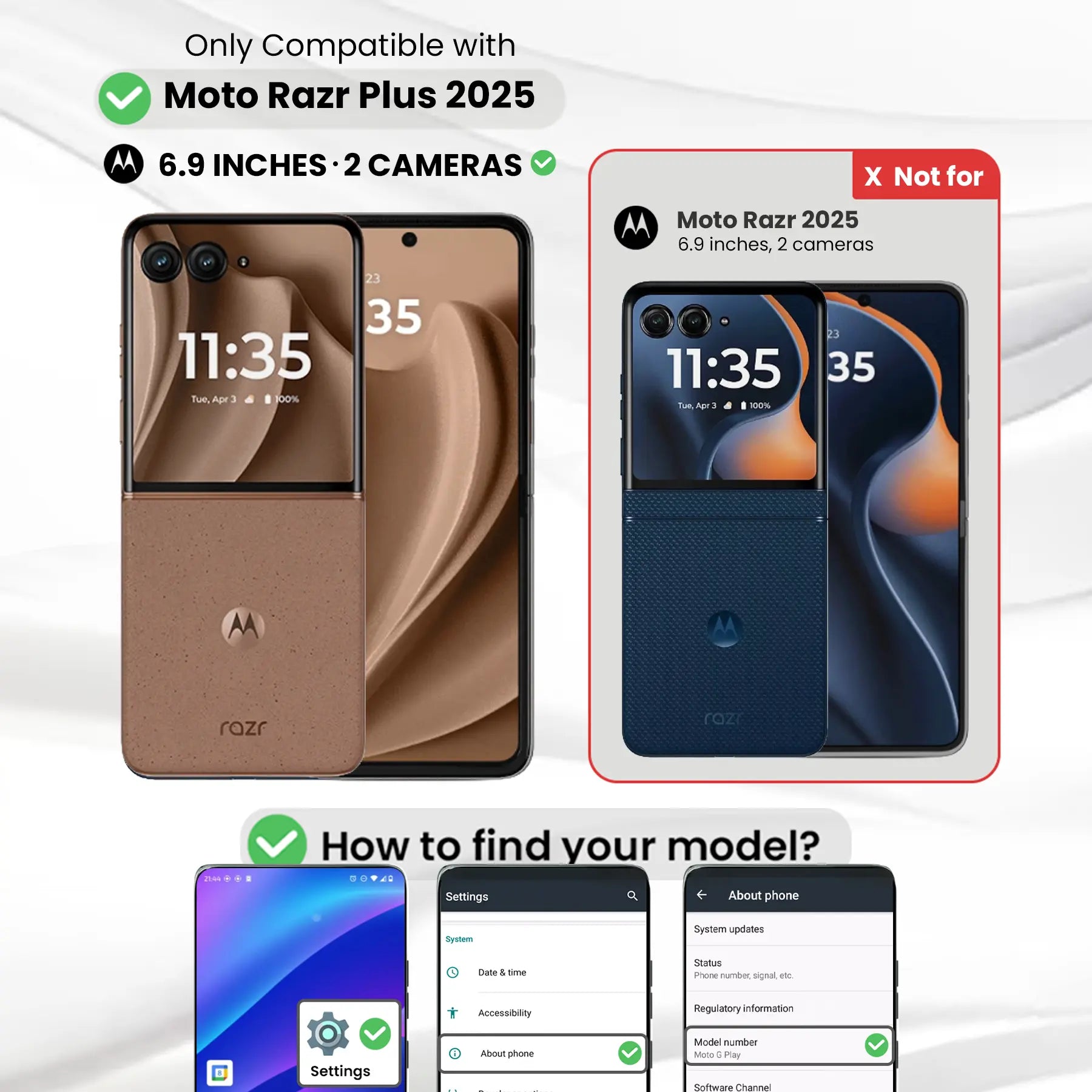 Entronix [Magnetic] Case Compatible with Moto Razr Plus 2025 - [Hard Back] Slim Clear